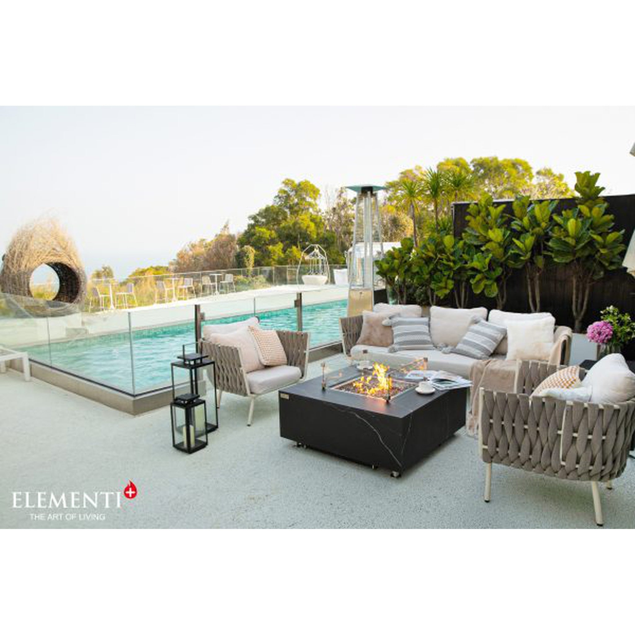 Elementi Plus SOFIA Marble Porcelain Fire Table