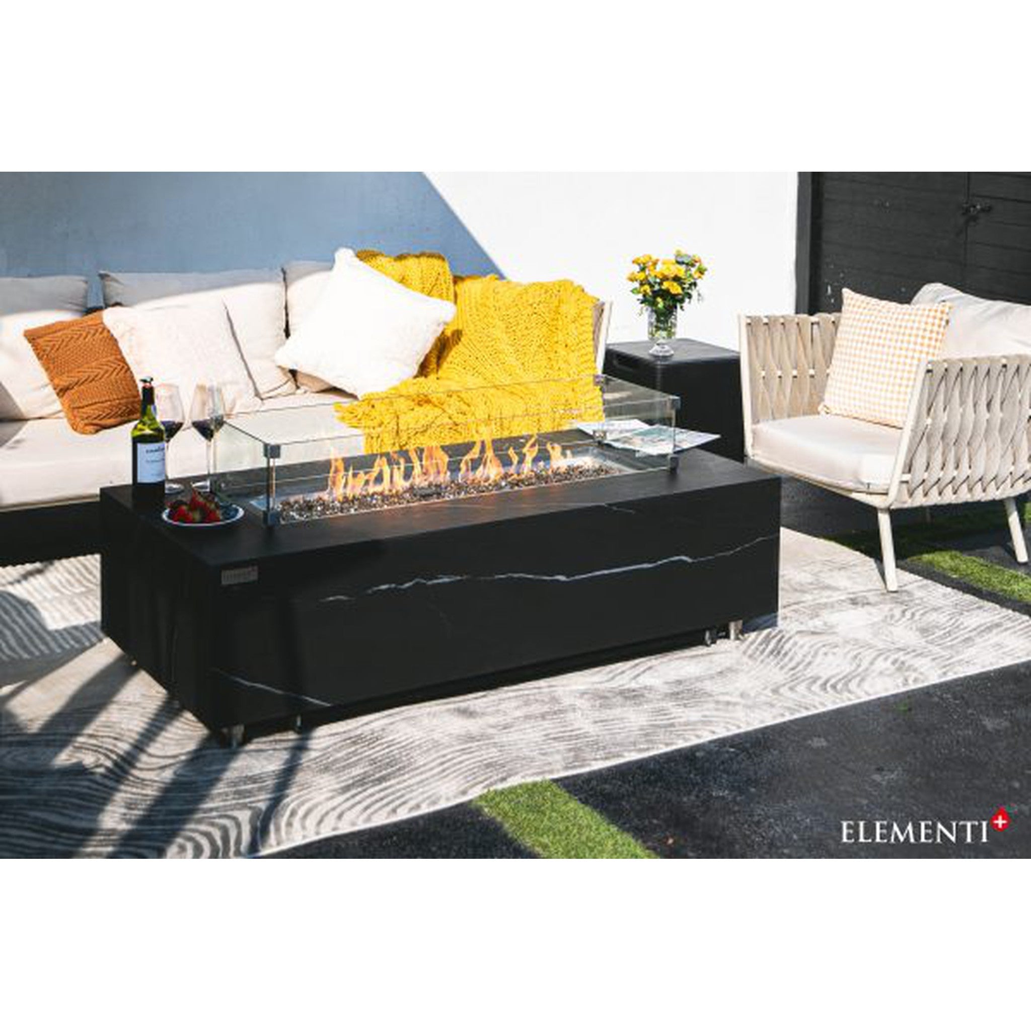 Elementi Plus VARNA Marble Porcelain Fire Table