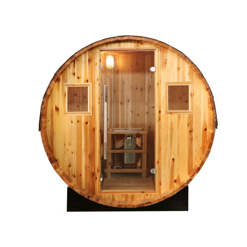 Sunray Solace 2-Person Traditional Barrel Sauna with Harvia 6kW Heater