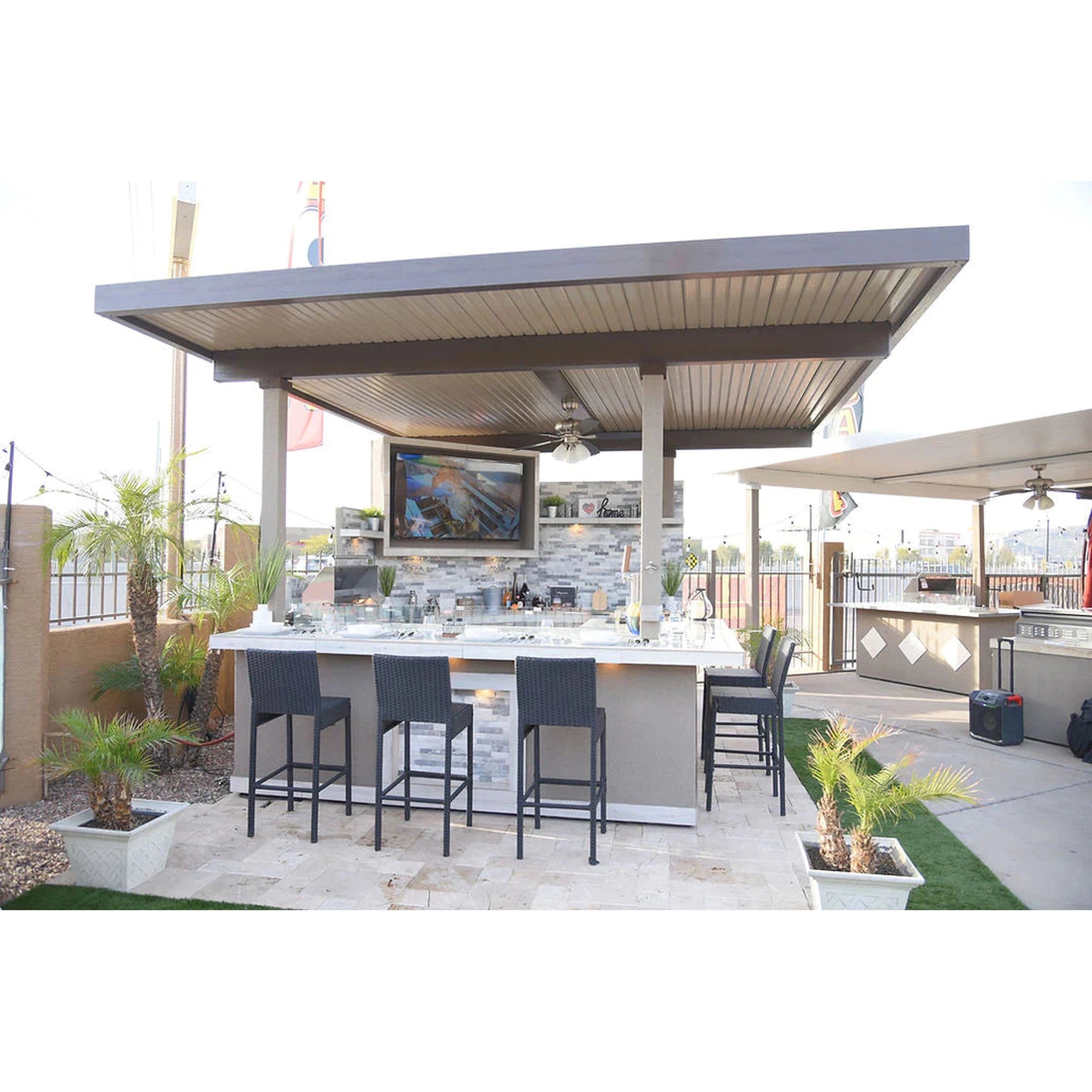 KoKoMo Best Outdoor Kitchen Bermuda BBQ Island with TV