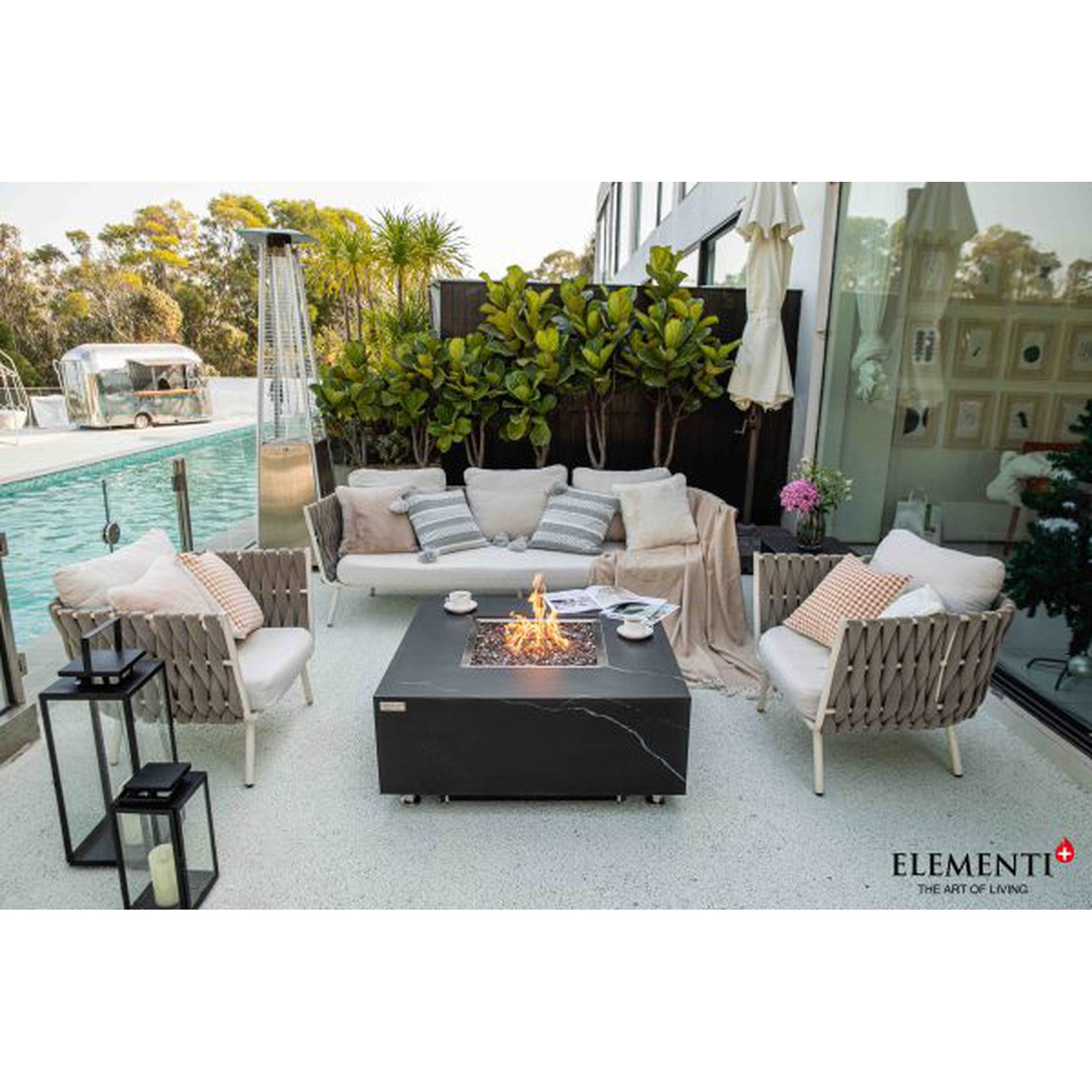 Elementi Plus SOFIA Marble Porcelain Fire Table