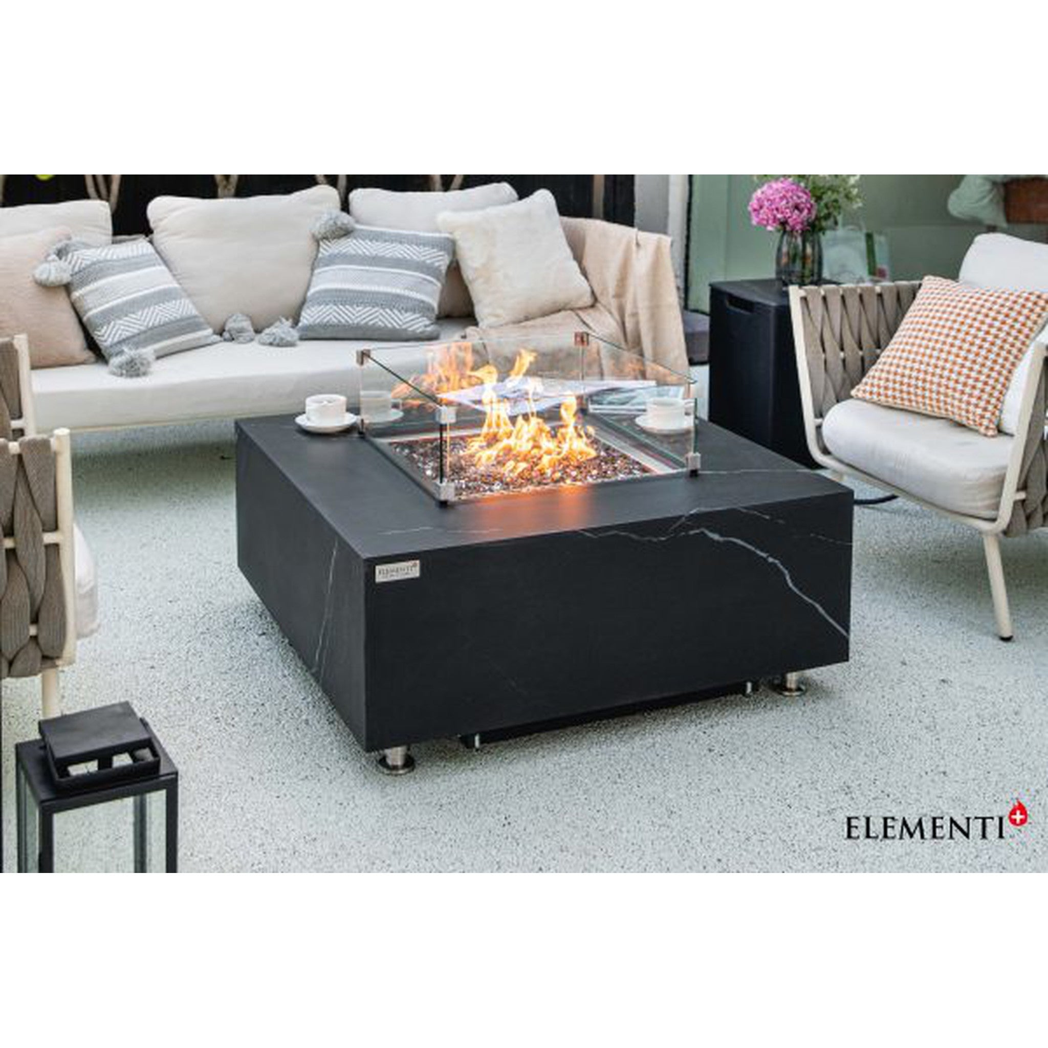 Elementi Plus SOFIA Marble Porcelain Fire Table