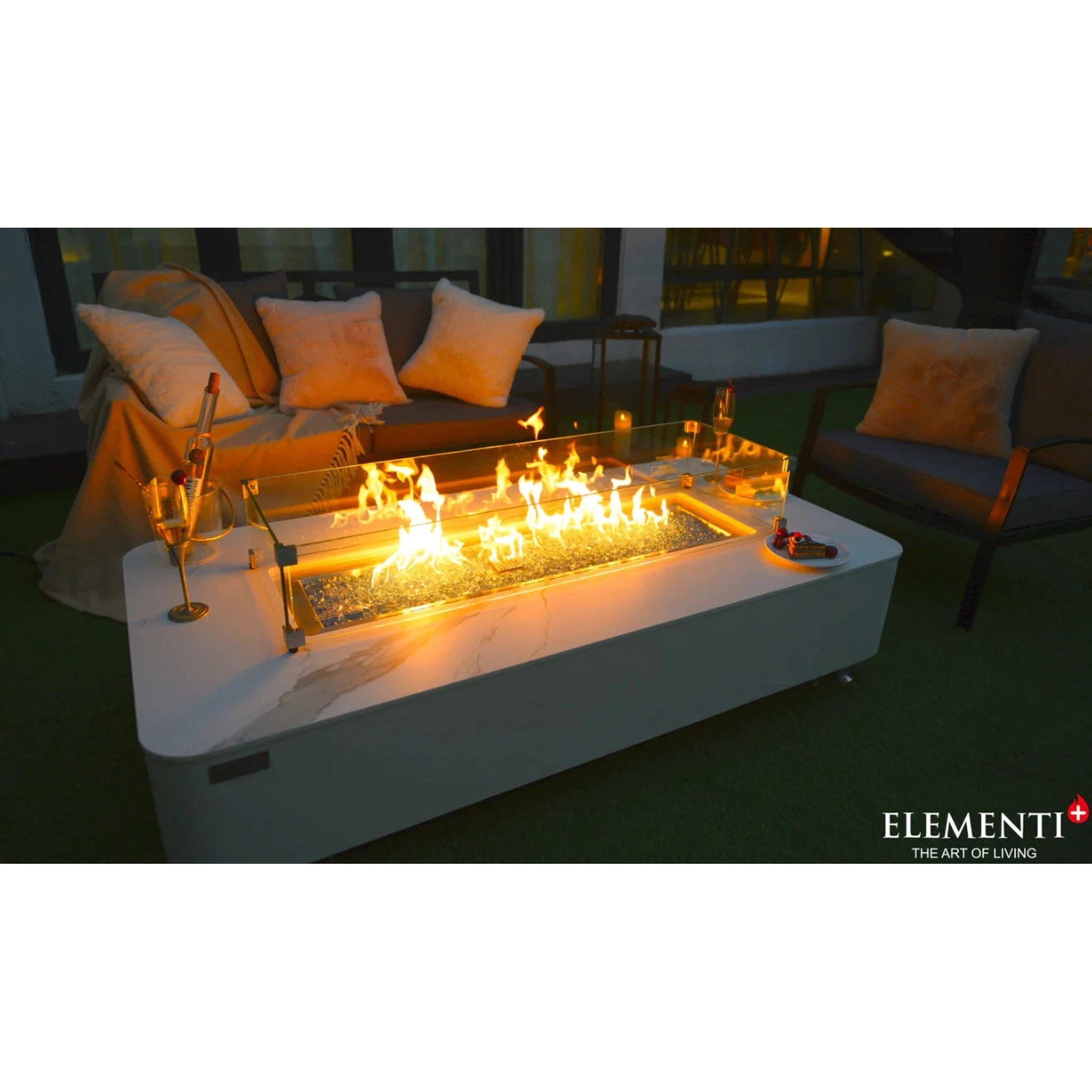 Elementi Plus ATHENS Marble Porcelain Fire Table