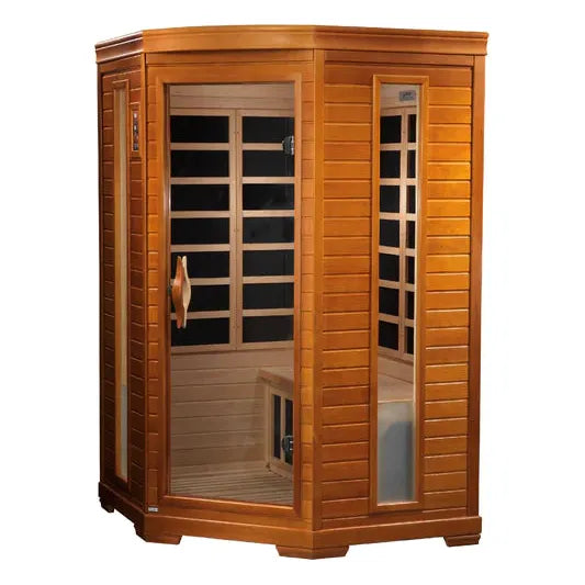 Golden Designs Dynamic "Heming Elite" 2-person Corner Ultra Low EMF FAR Infrared Sauna w/ Hemlock