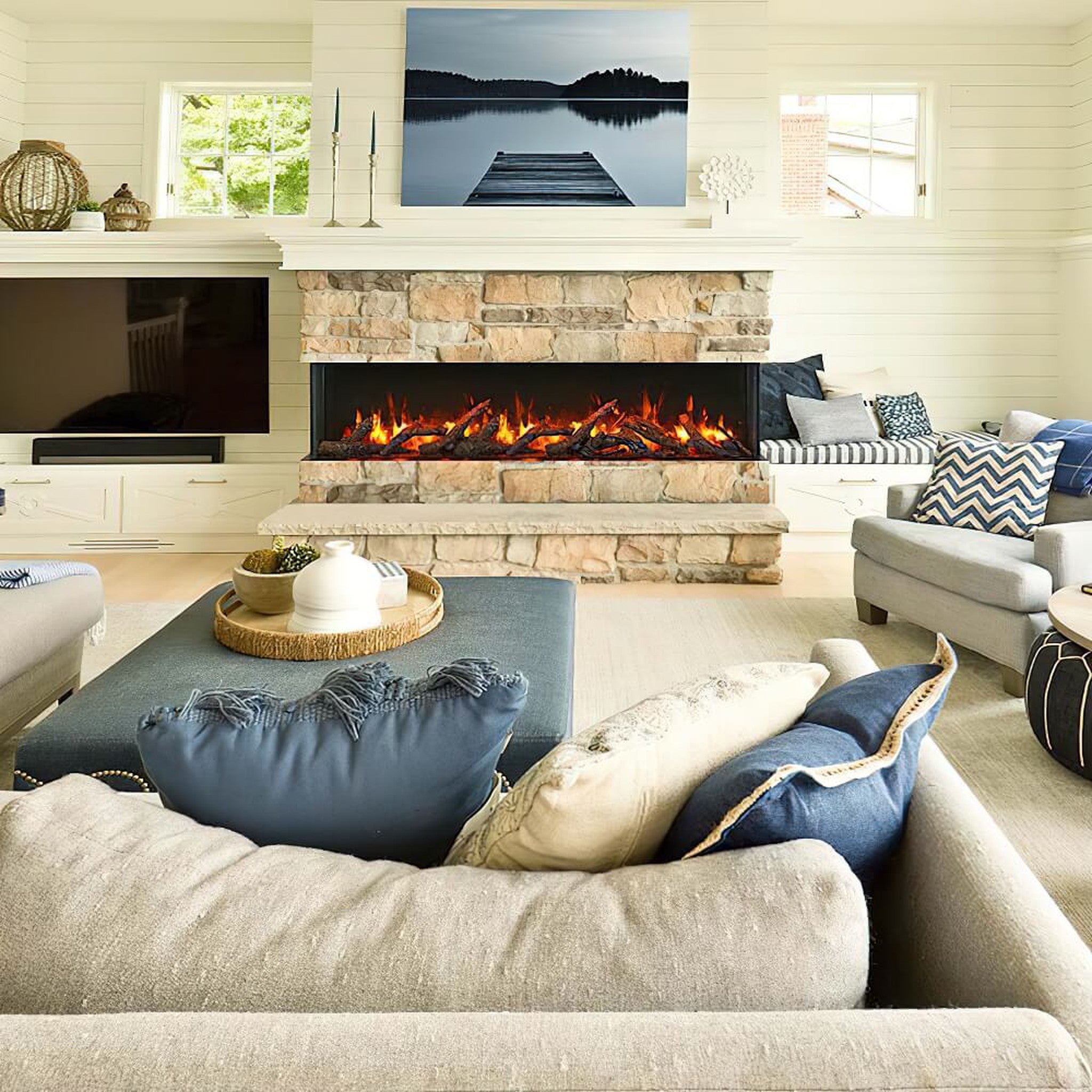 Remii Bay-Slim - 3 Sided Electric Fireplace