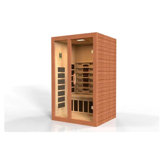 Golden Designs Dynamic "Santiago" 2-Person Full Spectrum Near Zero EMF FAR Infrared Sauna w/ Hemlock