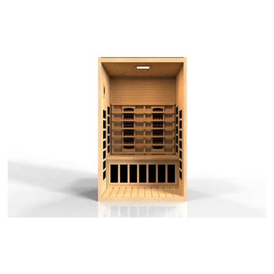 Golden Designs Dynamic "Santiago" 2-Person Full Spectrum Near Zero EMF FAR Infrared Sauna w/ Hemlock