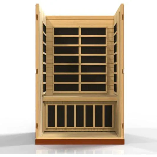 Golden Designs Dynamic "Vittoria" 2-Person Low EMF Far Infrared Sauna w/ Hemlock