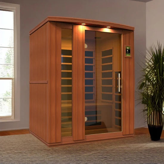 Golden Designs Dynamic "Lugano Elite" Ultra Low EMF 3-person FAR Infrared Sauna w/ Hemlock