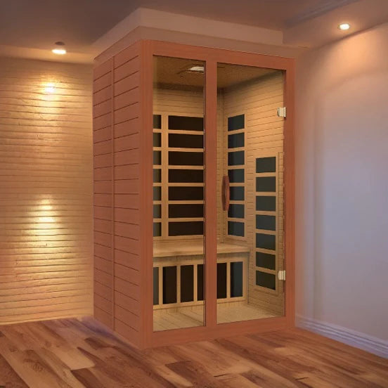 Golden Designs Dynamic "Santiago" 2-Person Full Spectrum Near Zero EMF FAR Infrared Sauna w/ Hemlock