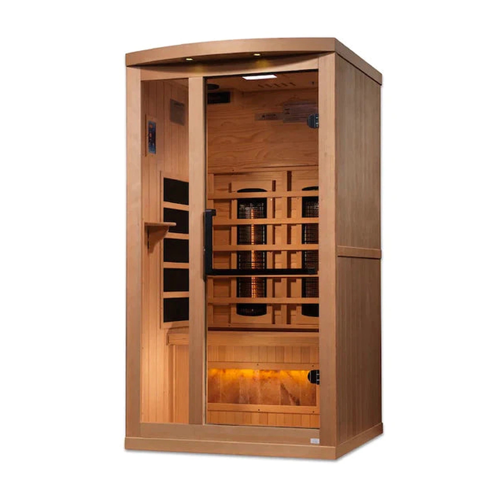 Golden Designs 1-2-Person Full Spectrum PureTech™ Near Zero Infrared Sauna with Himalayan Salt Bar (Canadian Hemlock)