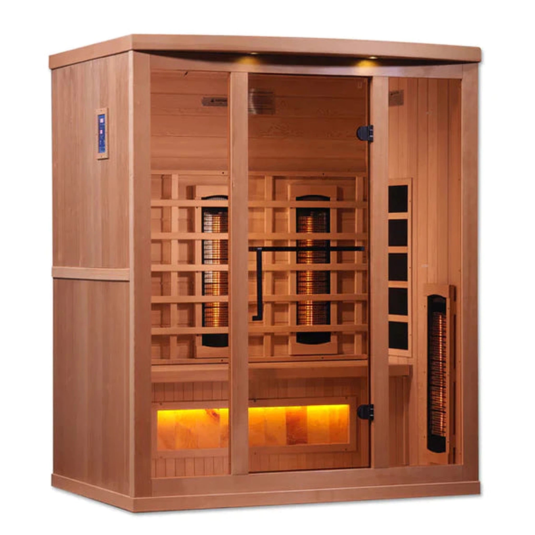 Golden Designs 3-Person Full Spectrum PureTech™ Near Zero Infrared Sauna with Himalayan Salt Bar (Canadian Hemlock)