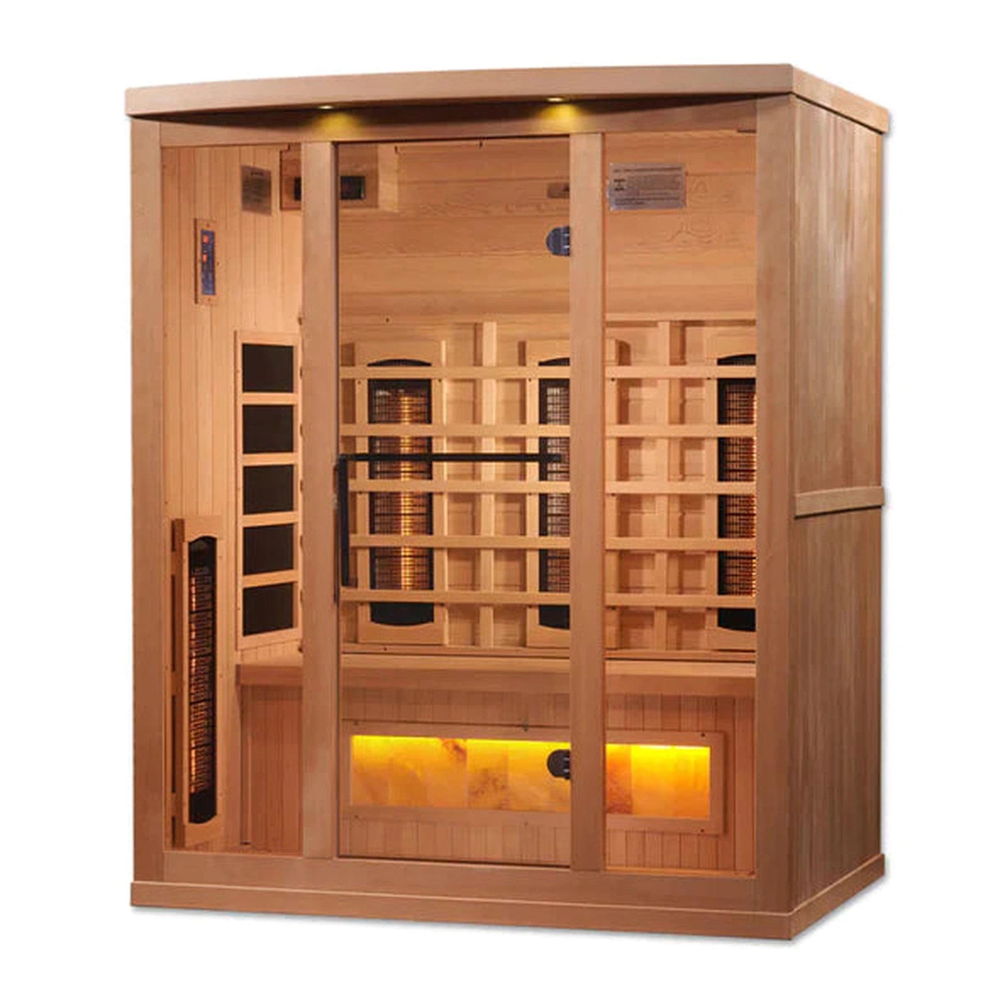 Golden Designs 3-Person Full Spectrum PureTech™ Near Zero Infrared Sauna with Himalayan Salt Bar (Canadian Hemlock)