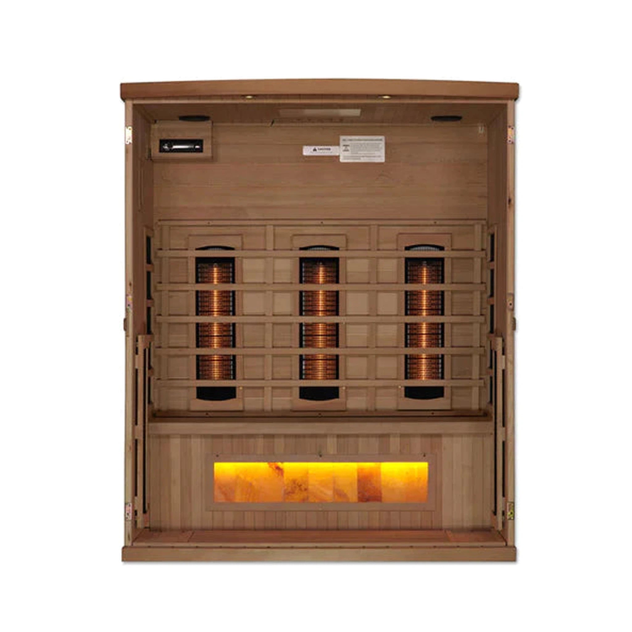 Golden Designs 3-Person Full Spectrum PureTech™ Near Zero Infrared Sauna with Himalayan Salt Bar (Canadian Hemlock)