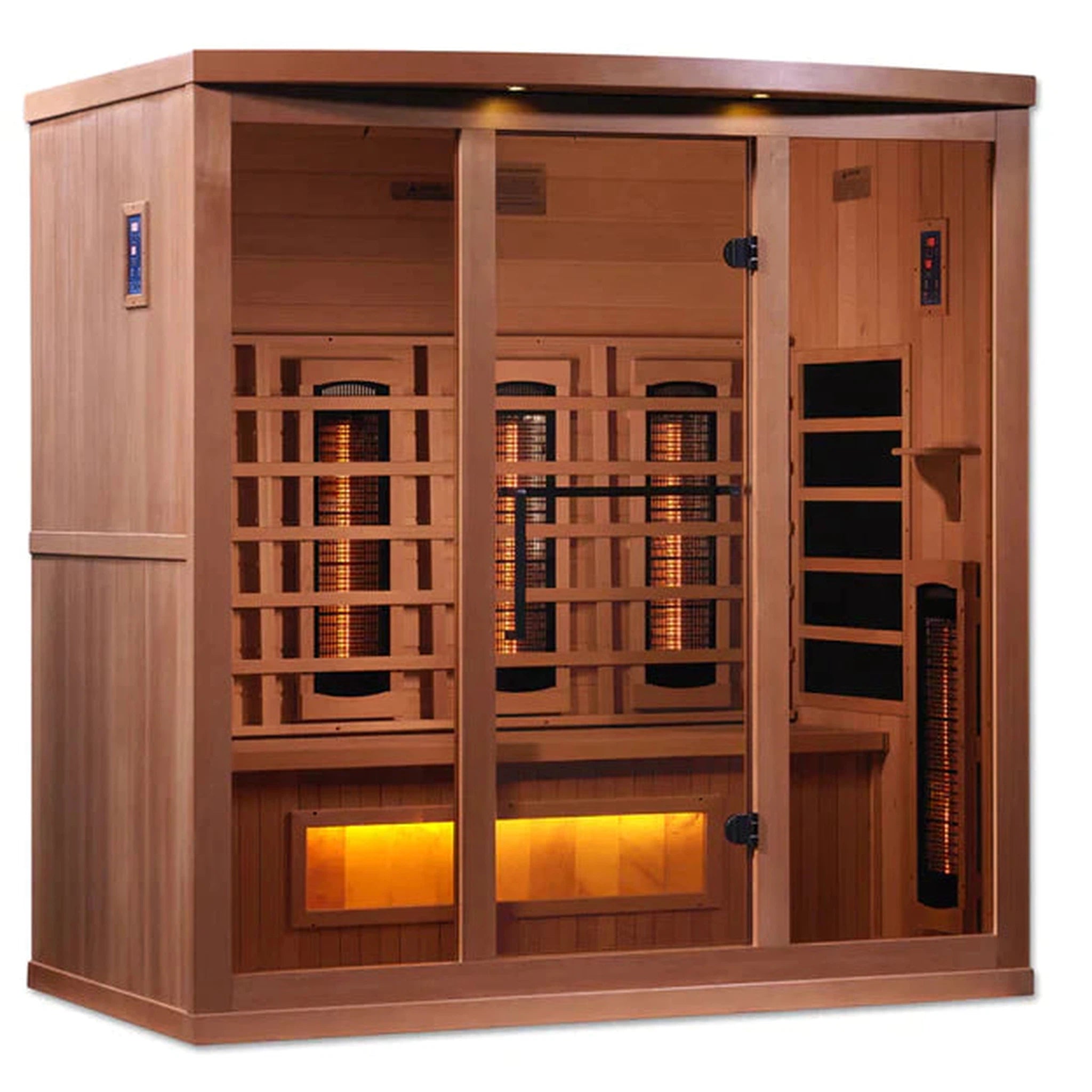 Golden Designs 4-Person Full Spectrum PureTech™ Near Zero Infrared Sauna with Himalayan Salt Bar (Canadian Hemlock)