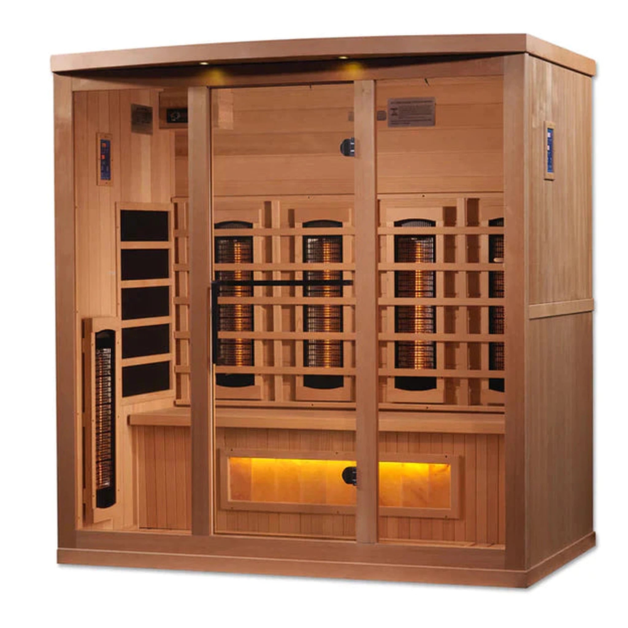 Golden Designs 4-Person Full Spectrum PureTech™ Near Zero Infrared Sauna with Himalayan Salt Bar (Canadian Hemlock)