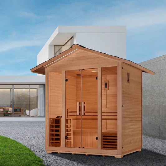 Golden Designs "Vorarlberg" 5-Person Outdoor Traditional Steam Sauna w/ Canadian Hemlock