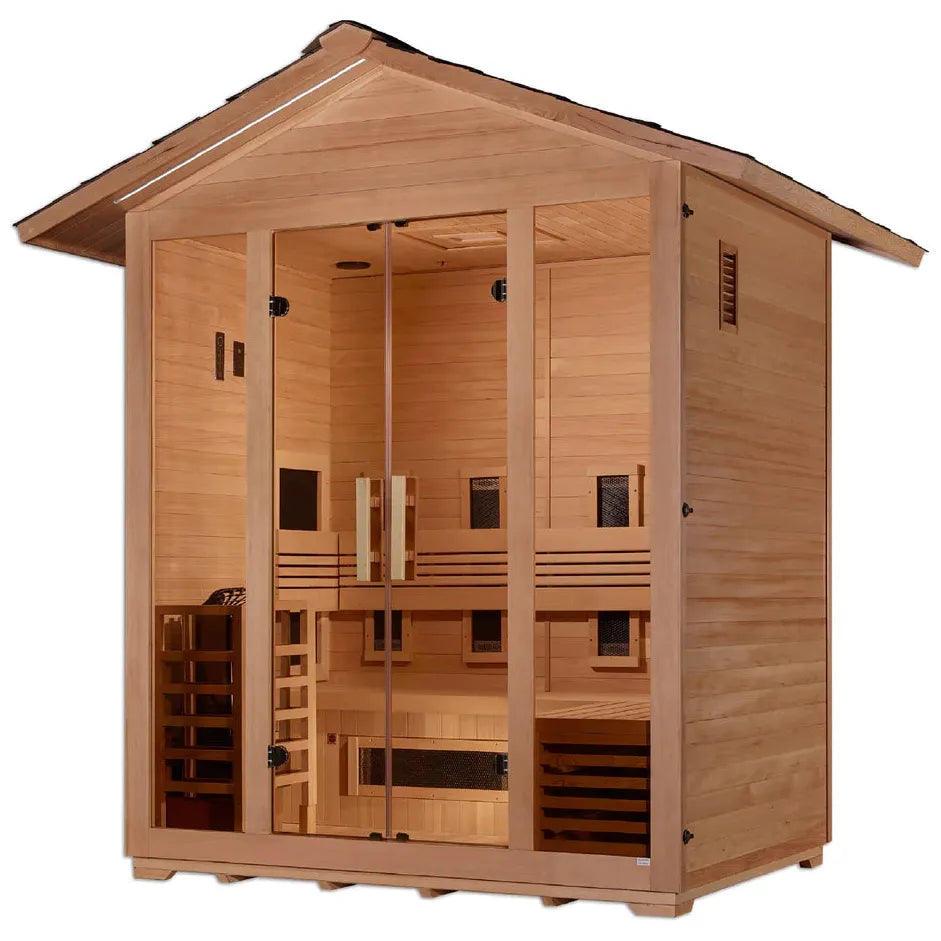 Golden Designs "Gargellen" 5-Person Full Spectrum Hybrid Outdoor Steam Sauna - Canadian Hemlock