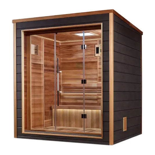 Golden Designs "Drammen" 3-Person Outdoor/Indoor Traditional Steam Sauna (GDI-8203-01) - Canadian Red Cedar Interior