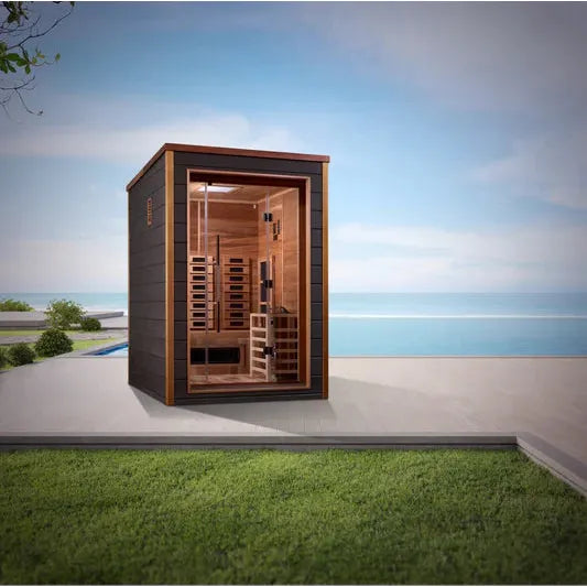 Golden Designs "Nora" 2-Person Outdoor/Indoor PureTech™ Hybrid Full Spectrum Sauna (Red Cedar Interior (infrared+traditional)