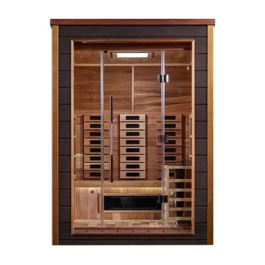 Golden Designs "Nora" 2-Person Outdoor/Indoor PureTech™ Hybrid Full Spectrum Sauna (Red Cedar Interior (infrared+traditional)