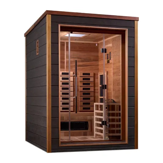 Golden Designs "Nora" 2-Person Outdoor/Indoor PureTech™ Hybrid Full Spectrum Sauna (Red Cedar Interior (infrared+traditional)