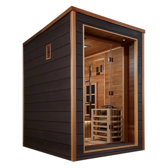 Golden Designs "Nora" 2-Person Outdoor/Indoor PureTech™ Hybrid Full Spectrum Sauna (Red Cedar Interior (infrared+traditional)