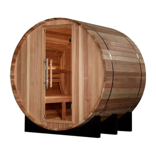 Golden Designs "St. Moritz" 2-Person Outdoor Barrel Traditional Steam Sauna - Pacific Cedar