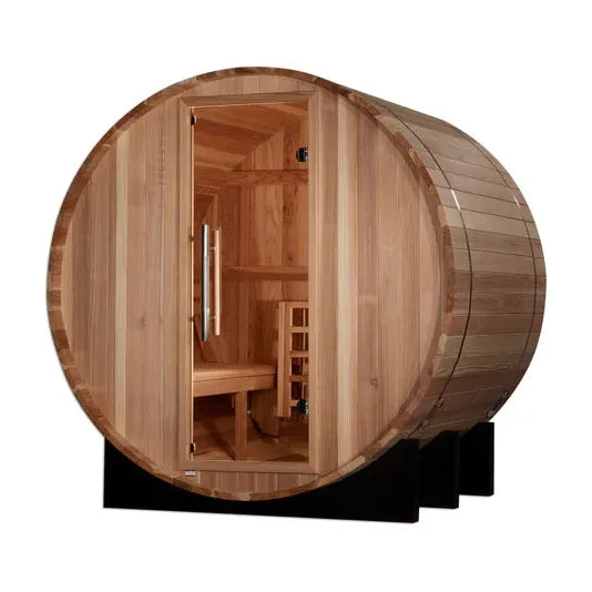 Golden Designs "St. Moritz" 2-Person Outdoor Barrel Traditional Steam Sauna - Pacific Cedar