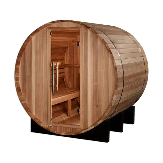 Golden Designs "St. Moritz" 2-Person Outdoor Barrel Traditional Steam Sauna - Pacific Cedar