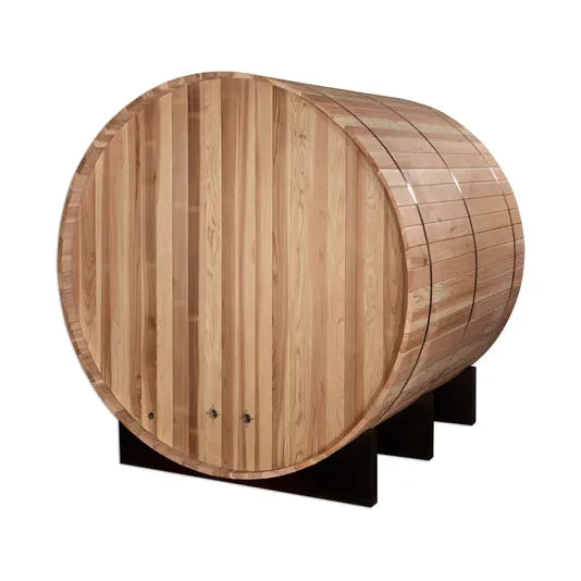 Golden Designs 4-Person "Arosa" Outdoor Traditional Barrel Steam Sauna w/ Pacific Cedar | GDI-B004-01