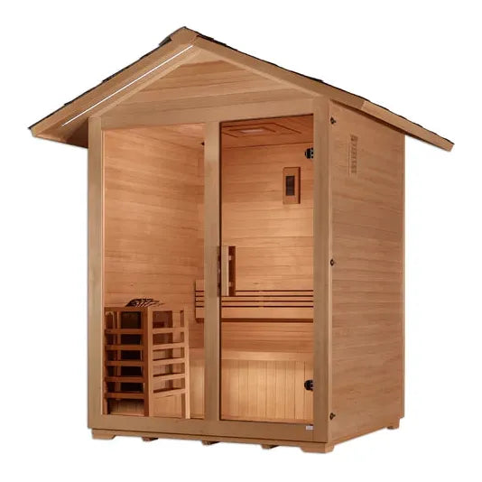 Golden Designs "Arlberg" 3-Person Traditional Outdoor Steam Sauna - Canadian Hemlock