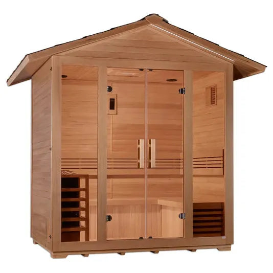 Golden Designs "Vorarlberg" 5-Person Outdoor Traditional Steam Sauna w/ Canadian Hemlock