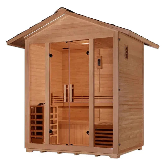 Golden Designs "Vorarlberg" 5-Person Outdoor Traditional Steam Sauna w/ Canadian Hemlock