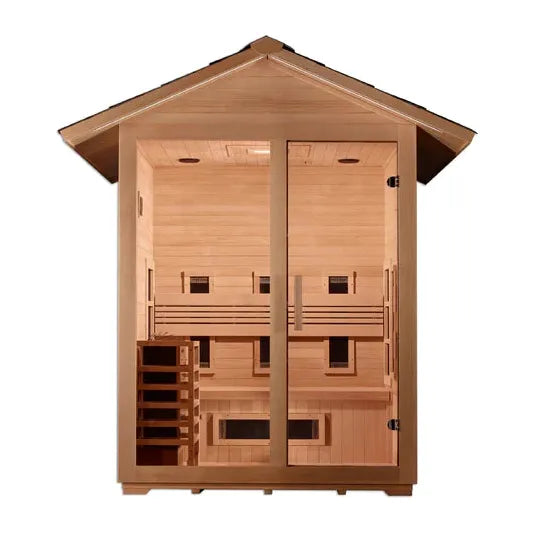 Golden Designs "Carinthia" 3-Person Full Spectrum Hybrid Outdoor Steam Sauna - Canadian Hemlock