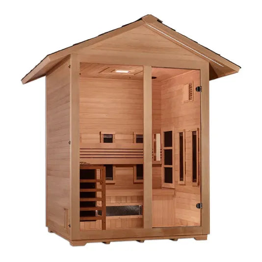 Golden Designs "Carinthia" 3-Person Full Spectrum Hybrid Outdoor Steam Sauna - Canadian Hemlock