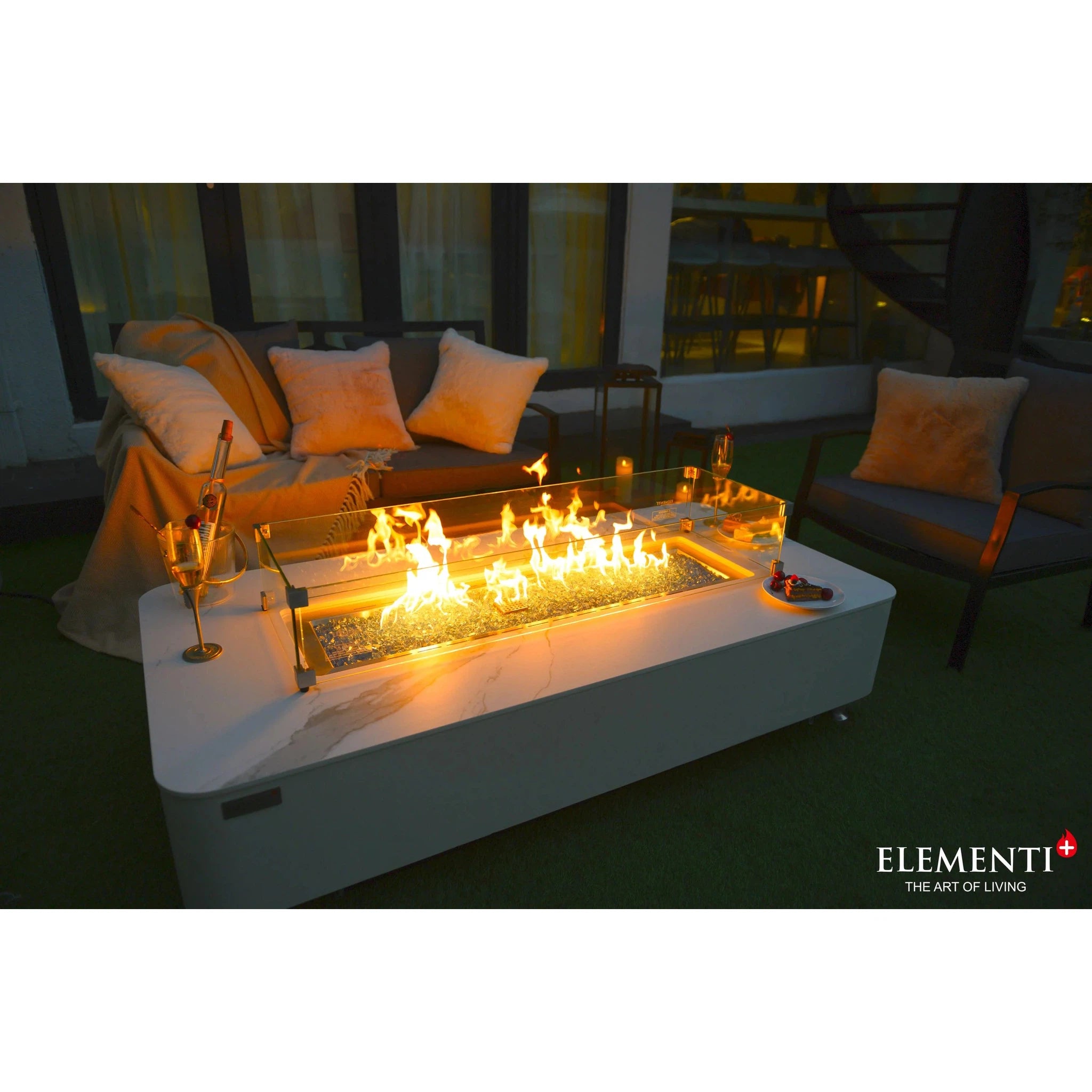 Elementi Plus ATHENS Marble Porcelain Fire Table