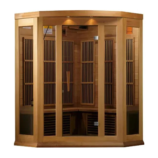 Golden Designs Maxxus 3-Person Corner Near Zero EMF (Under 2MG) FAR Infrared Sauna (Canadian Red Cedar)