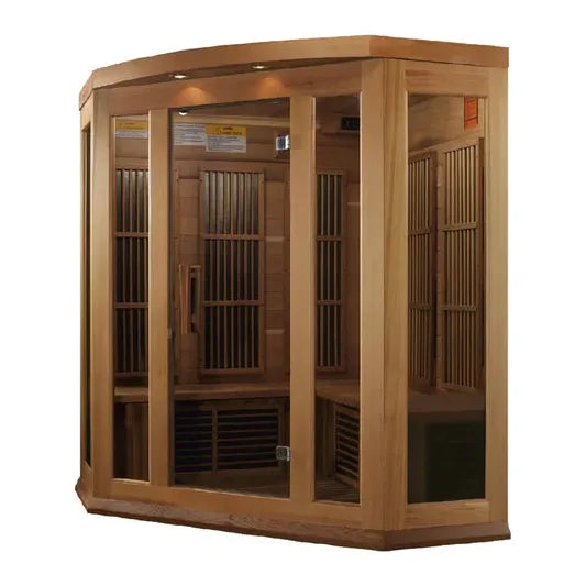 Golden Designs Sauna Maxxus 3-Person Corner FAR Infrared Sauna - Carbon Canadian Red Cedar Low EMF