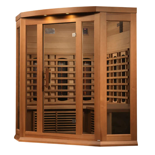 Golden Designs Maxxus 3-Person Corner Full Spectrum Near Zero EMF (Under 2MG) FAR Infrared Sauna (Canadian Red Cedar)