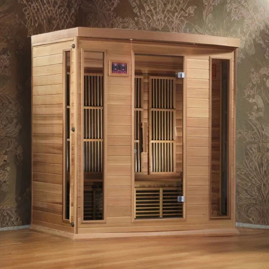 Golden Designs Maxxus "Montilemar Edition" 4-Person Corner Near Zero EMF (Under 2MG) FAR Infrared Sauna (Canadian Red Cedar)