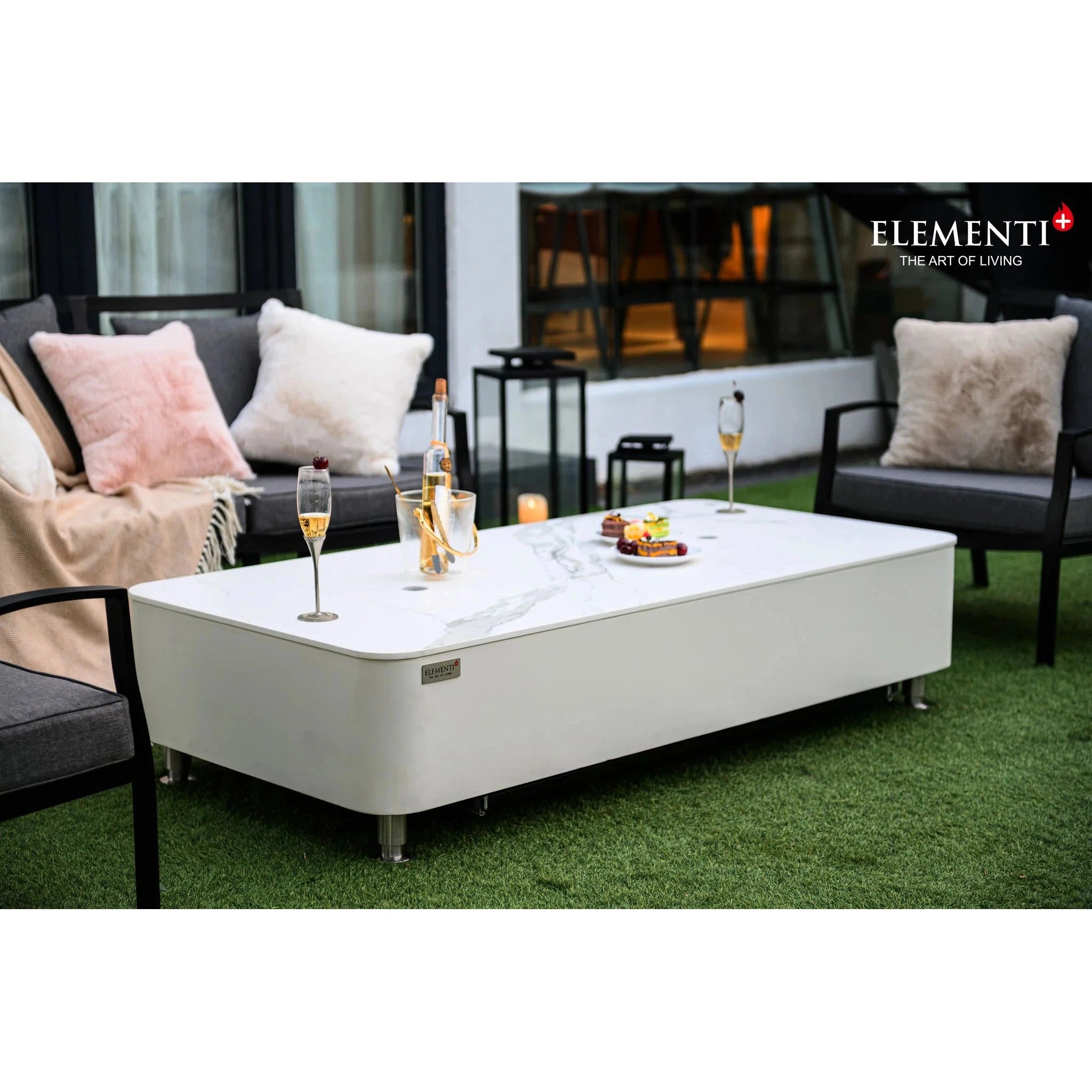 Elementi Plus ATHENS Marble Porcelain Fire Table