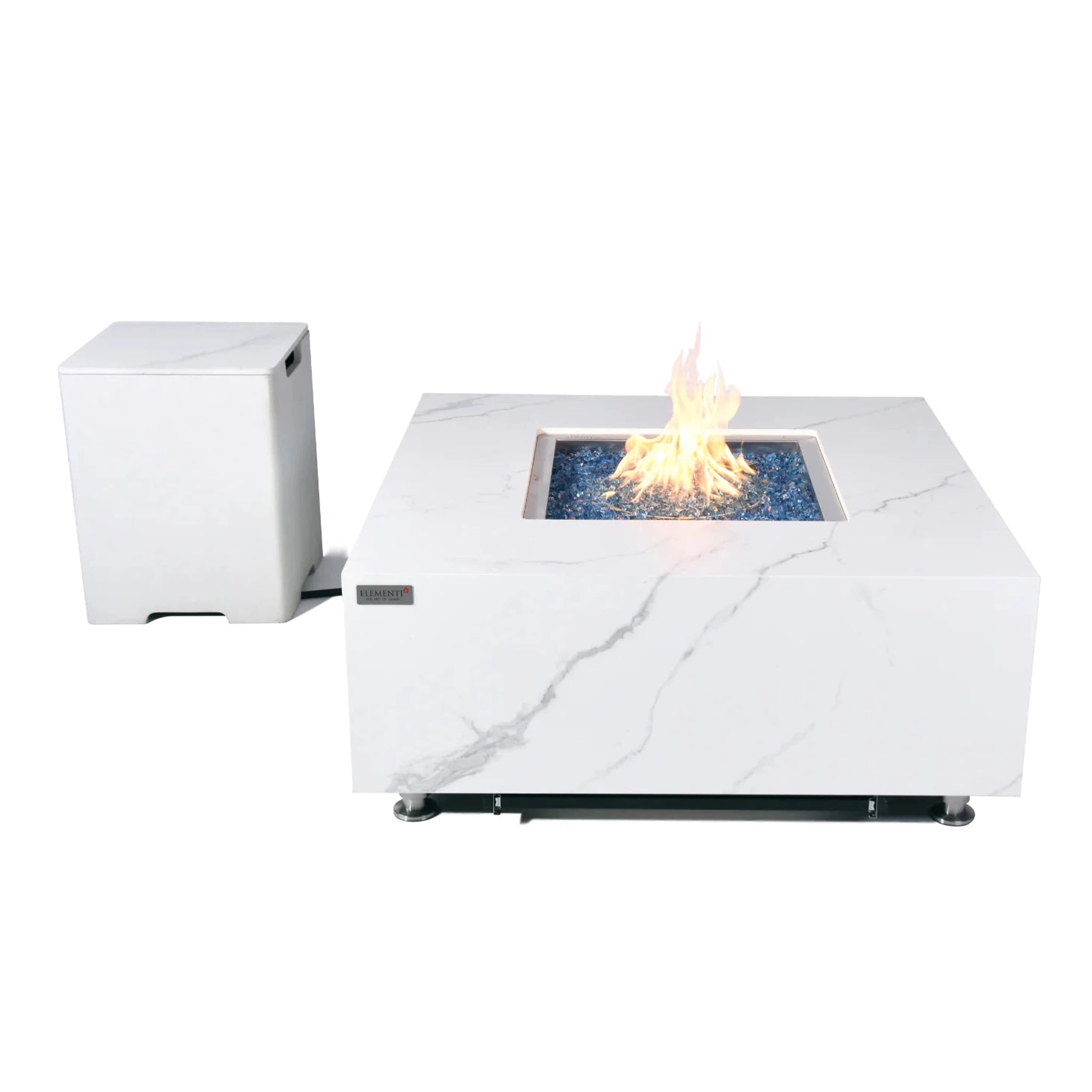 Elementi Plus BIANCO Marble Porcelain Fire Table