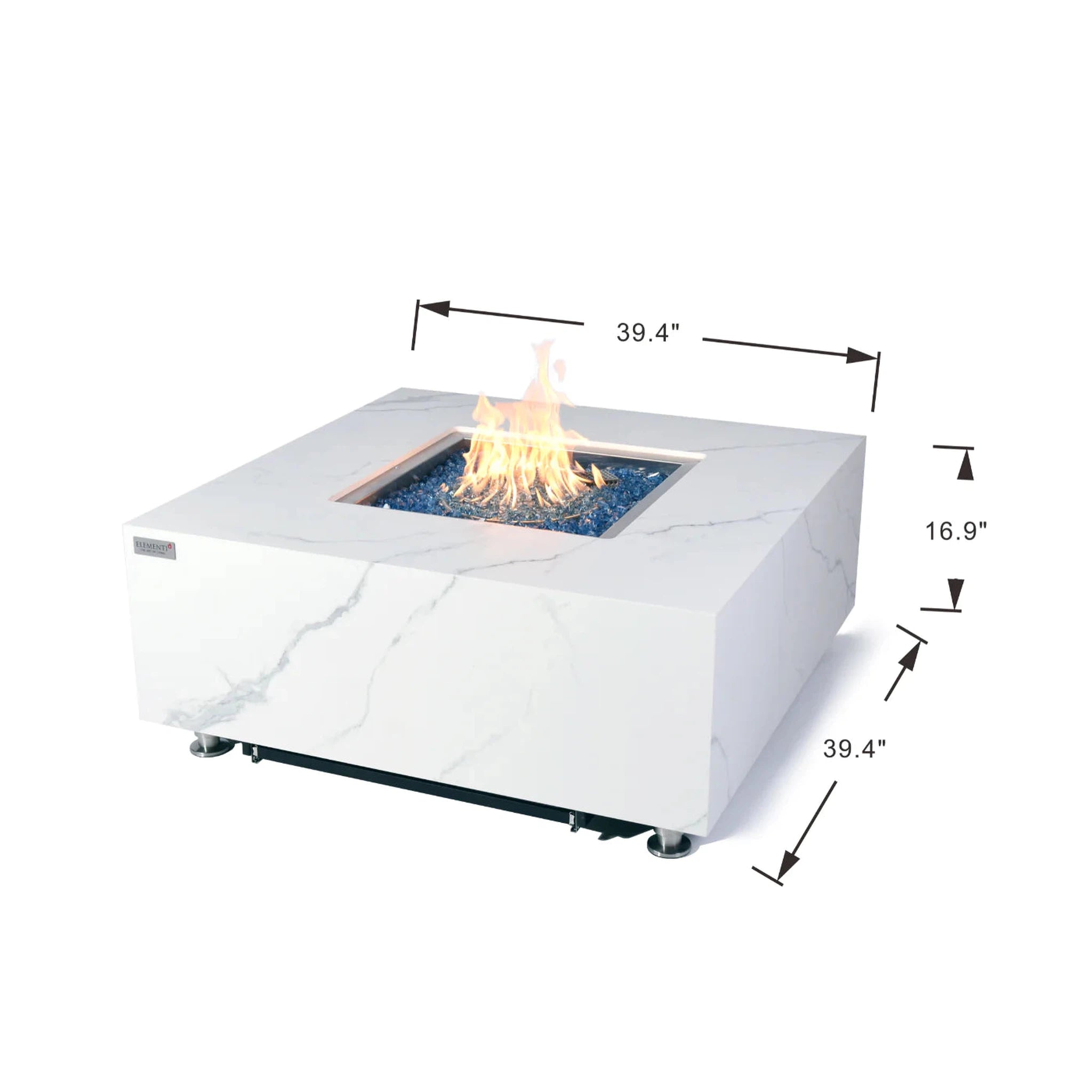 Elementi Plus BIANCO Marble Porcelain Fire Table