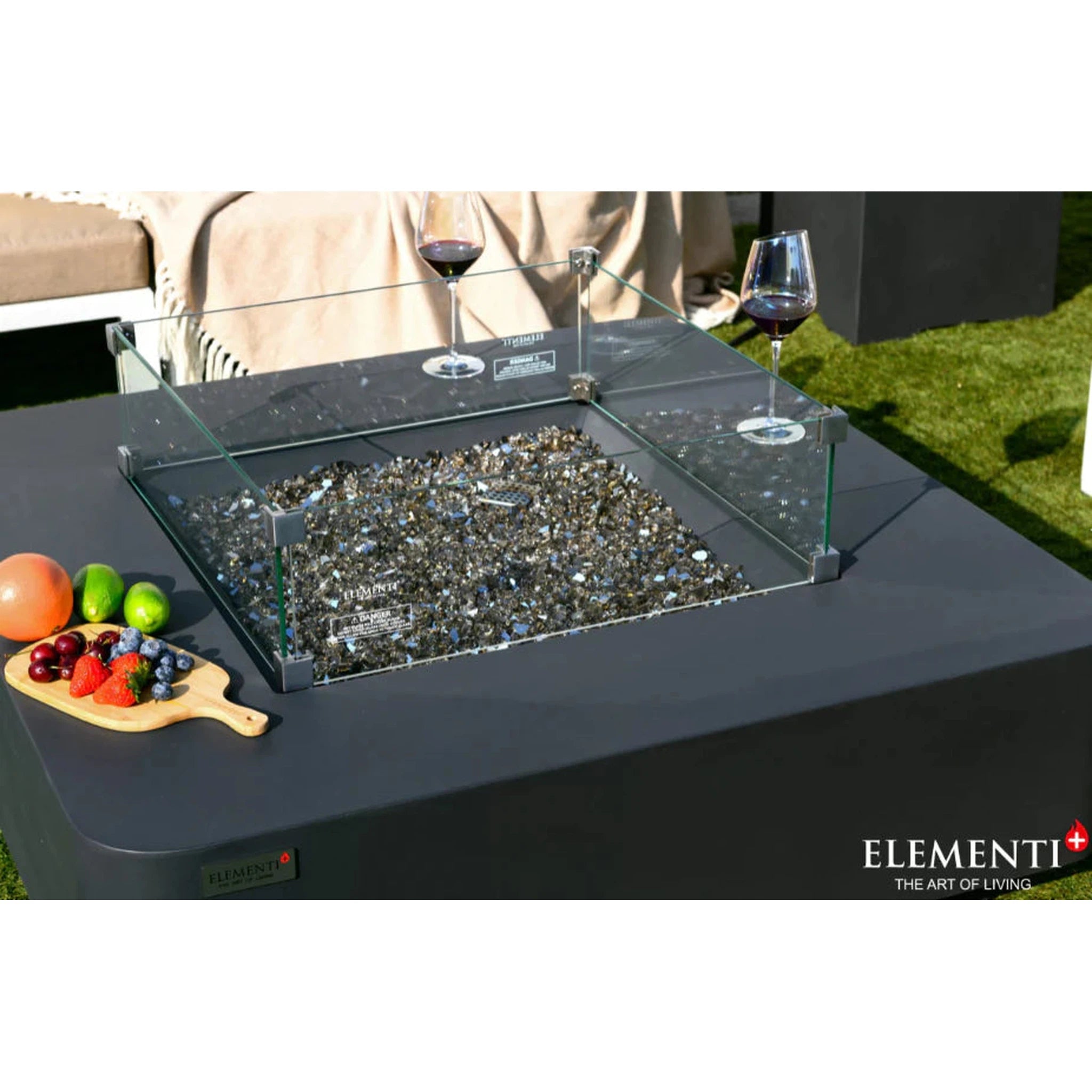 Elementi Plus BERGAMO Fire Table- Dark Grey