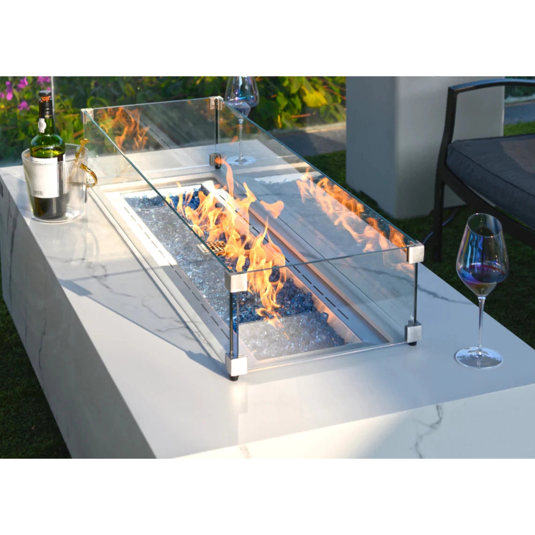 Elementi Plus CARRARA Marble Porcelain Fire Table