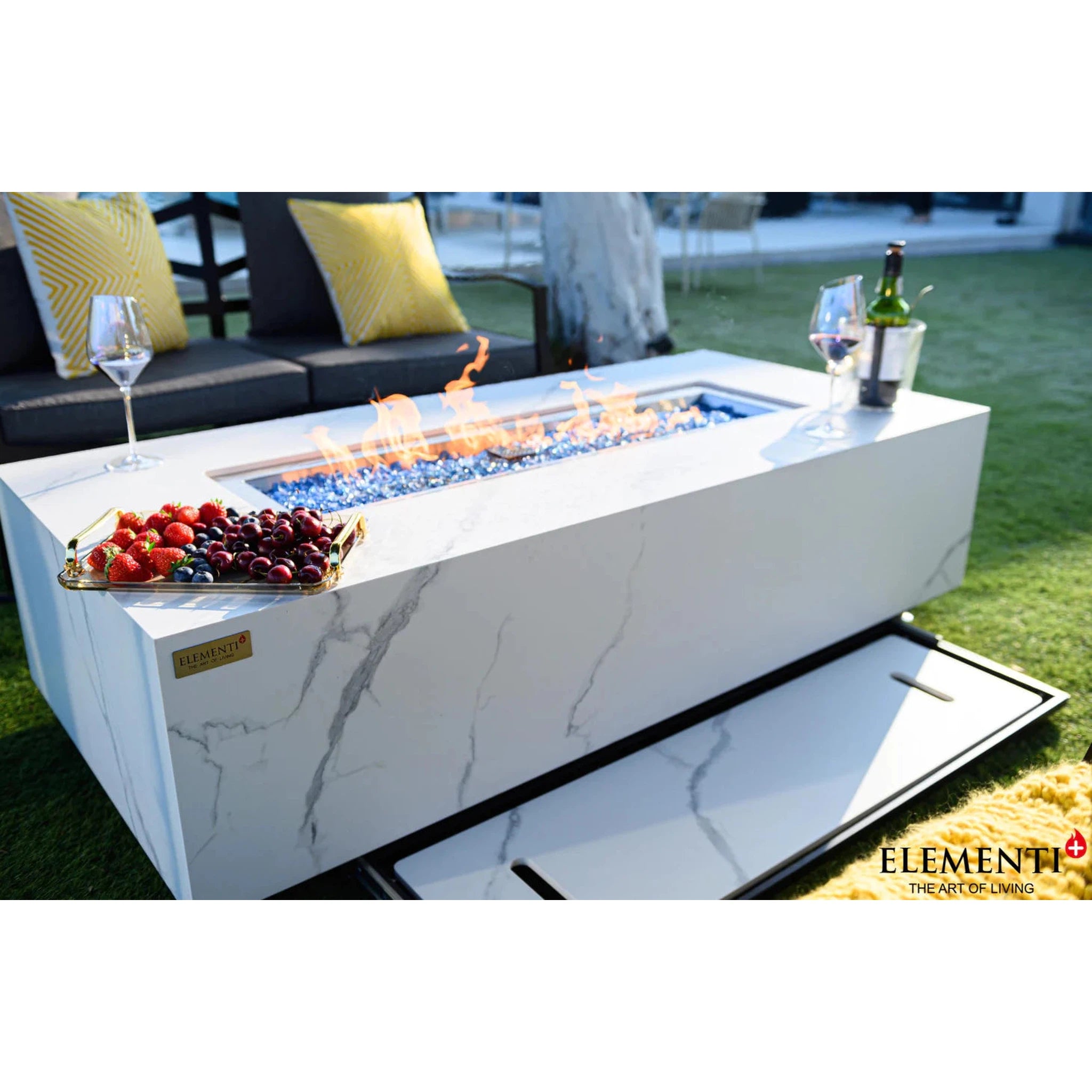 Elementi Plus CARRARA Marble Porcelain Fire Table