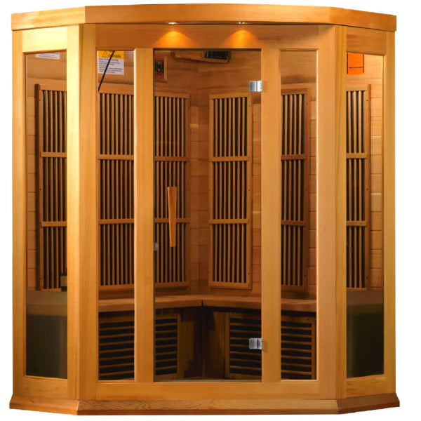 Maxxus 3-Person Corner Low EMF (Under 8MG) FAR Infrared Sauna (Canadian Red Cedar)