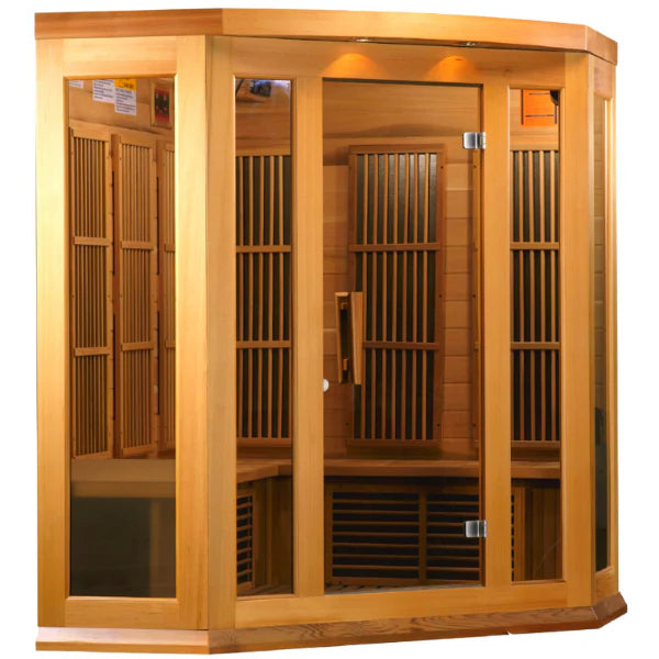 Maxxus 3-Person Corner Low EMF (Under 8MG) FAR Infrared Sauna (Canadian Red Cedar)