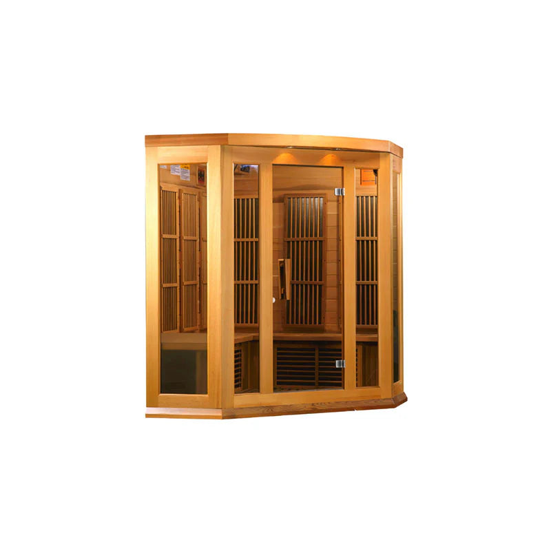 Maxxus 3-Person Corner Low EMF (Under 8MG) FAR Infrared Sauna (Canadian Red Cedar)